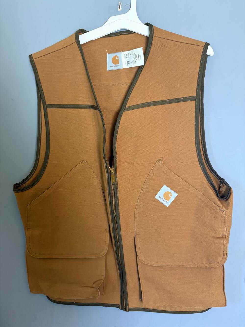 Carhartt Brown Canvas Work Utility Vest Size Large Made In USA